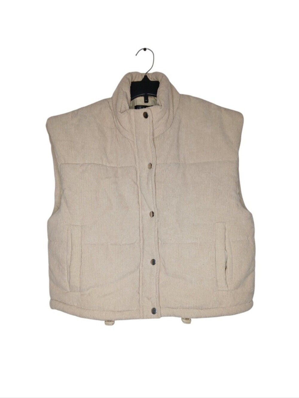 Say What Women's Cropped Puffer Vest in Cream - Casual Layering